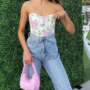 Zara Floral Bustier Top - Pink and Green